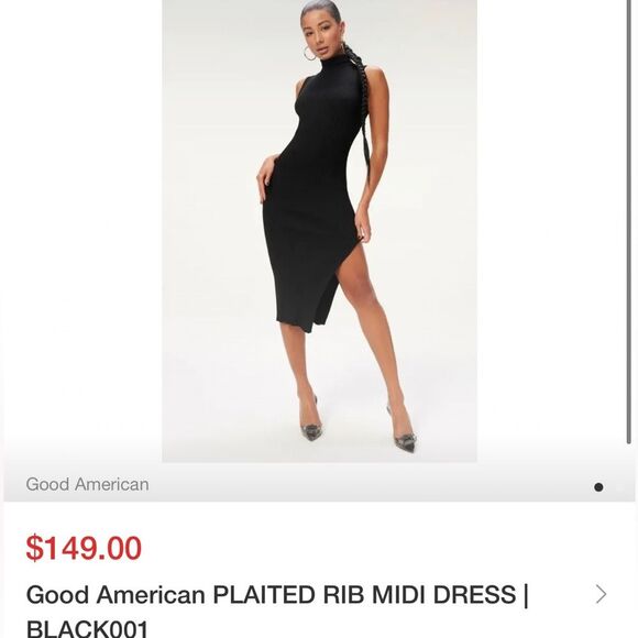 Good American Plus-Sized Black Mock Neck Knit Midi Dress- Sz 7/8 (US 4X-5X) NEW - Picture 12 of 14